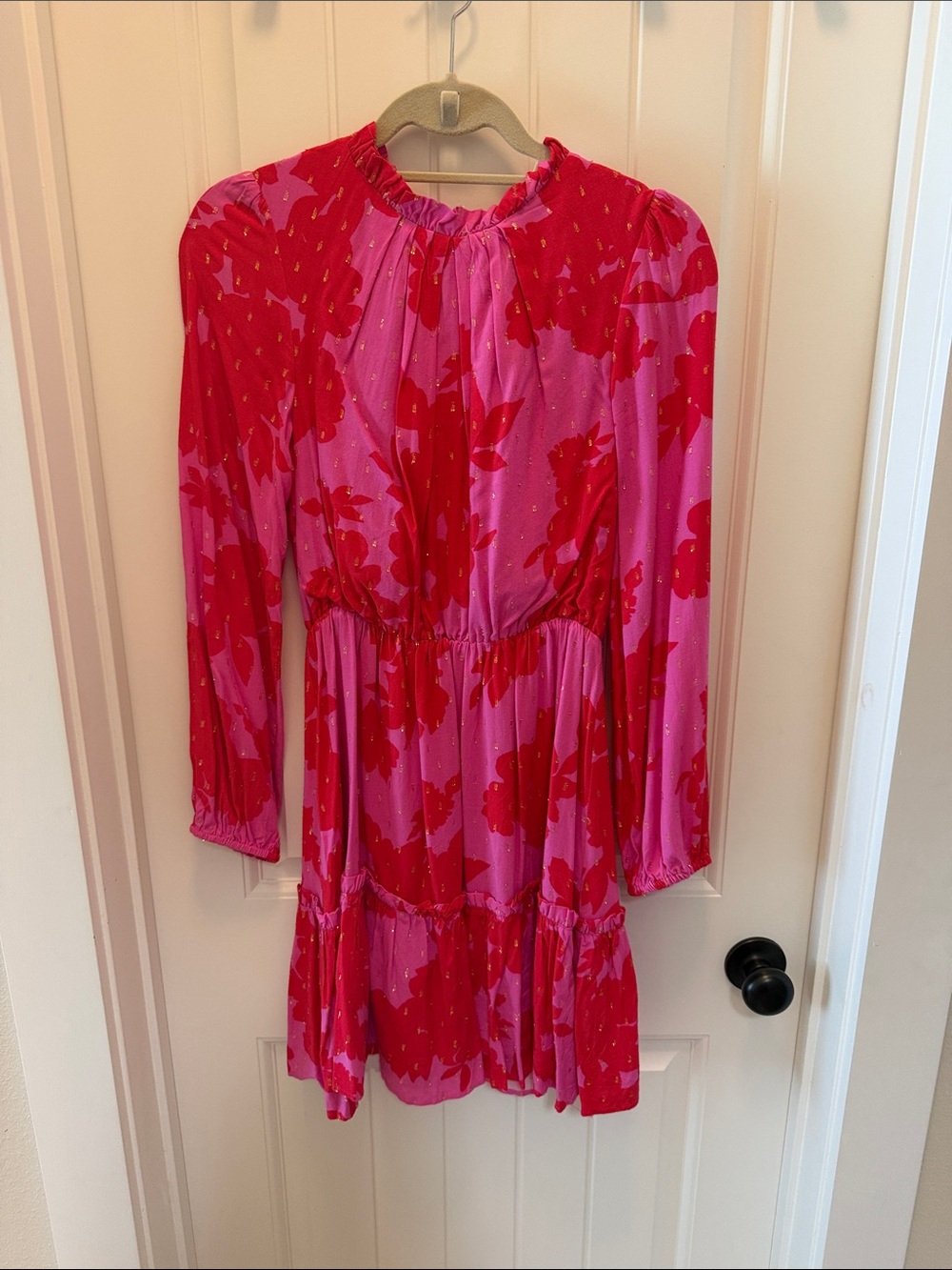 Sugarlips Pink and Red Floral Long Sleeve Dress